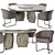 Lotus Lily Dining: Elegant Leather Table & Chair Set 3D model small image 1