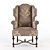 Elegant William & Mary Wing Chair 3D model small image 2