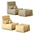 Compact Leather Lounge Chair 3D model small image 5