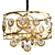 Elegant Gold Chandelier with Glass Pendants 3D model small image 1