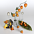 Elegant Physalis Decor Set 3D model small image 2