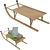 Vintage Wooden Sled: 3D Model 3D model small image 3
