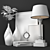 Elegant Decor Set: Flowers, Pot, Book, Frame, Lamp, Watch 3D model small image 4