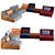 Babouche Modular Sofa: Colorful & Dynamic 3D model small image 1