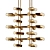 Luxurious Set: 21 Brass Chandeliers with 40 Bulbs 3D model small image 1