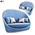 Luxurious Velvet Curved Sofa 3D model small image 1