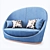 Luxurious Velvet Curved Sofa 3D model small image 5