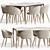 Sophisticated Dining Set 93: Elegant Velvet Chairs & Sleek Wood Table 3D model small image 3