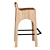 Tan Leather & Wood Stool 3D model small image 4