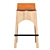 Tan Leather & Wood Stool 3D model small image 7