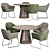 Modern Stone Grey Kimono Dining Set 3D model small image 1