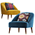 Luxury Gold Velvet Accent Chair 3D model small image 1