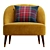 Luxury Gold Velvet Accent Chair 3D model small image 2