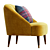 Luxury Gold Velvet Accent Chair 3D model small image 3