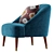 Luxury Gold Velvet Accent Chair 3D model small image 4