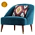 Luxury Gold Velvet Accent Chair 3D model small image 6