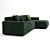 Devilius Conff Velvet Green Sofa 3D model small image 3