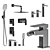 Parma Chrome Bathroom Set 3D model small image 1