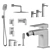 Parma Chrome Bathroom Set 3D model small image 2
