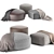 Modern Minotti Davis Pouf Set 3D model small image 1