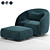 Modern Swivel Brice Armchair 3D model small image 6