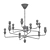Elegant Black & Brass Chandelier 3D model small image 2