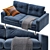 Velvet Blue Mini Sofa 3D model small image 2