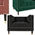 Luxurious Nicole Miller Velvet Sofa 3D model small image 4