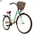 Green Ladies' Bike with Basket 3D model small image 1