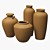 Rustic Relief Ceramic Vases Set 3D model small image 5