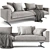 Flexform Campiello Modern Leather Sofa 3D model small image 1