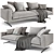 Flexform Campiello Modern Leather Sofa 3D model small image 2