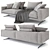 Flexform Campiello Modern Leather Sofa 3D model small image 3