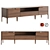 Modern Walnut TV Stand with Calacatta Marble-Look Glass Top [CP1806] 3D model small image 1