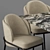 Modern Baron Sea Foam Dining Set 3D model small image 5