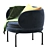 Modern La Cividina Soave Armchair 3D model small image 3