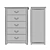Olivia 5-Drawer High Chest 3D model small image 5