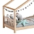 Wooden House Bed for Children 3D model small image 7