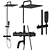 Gappo Black Thermostatic Shower System 3D model small image 1