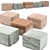 Compact and Stylish Bed-Pouf Set 3D model small image 1