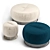 Velvet Round Metal Base Pouf Set 3D model small image 5