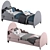Modern Two-Color Bed in 90 x 200 cm Size 3D model small image 1