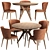 Modern Walnut Table & Chair Set 3D model small image 1