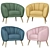Elegant Primrose Accent Armchair 3D model small image 1