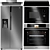 Gorenje Kitchen Essentials Set: Microwave, Oven, Hood, Induction Cooktop, Side-by-Side Fridge 3D model small image 1