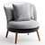 Cherry Gray Armchair with Ottoman 3D model small image 1