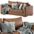 Sleek Leather Sofa 3D model small image 1