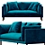 Luxury Munich Velvet Sofa 3D model small image 3