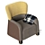 Contemporary Bucket Bergere Chair 3D model small image 1