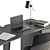 Sleek Black & Gold Minotti Jacob Office Desk 3D model small image 4